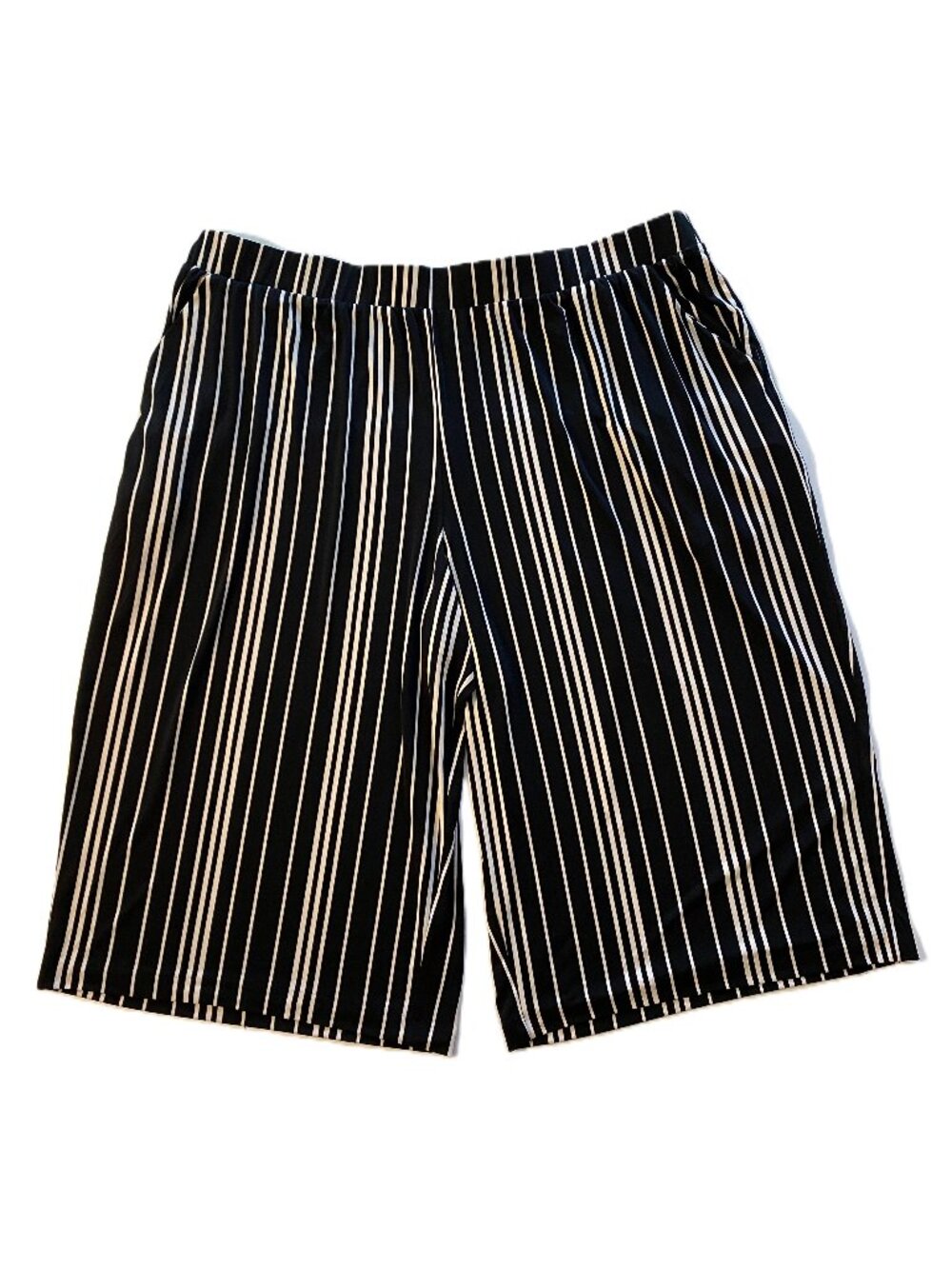Lane Bryant SZ 22/24 Black and White Striped Mid-Rise Wide Leg Jersey Capris